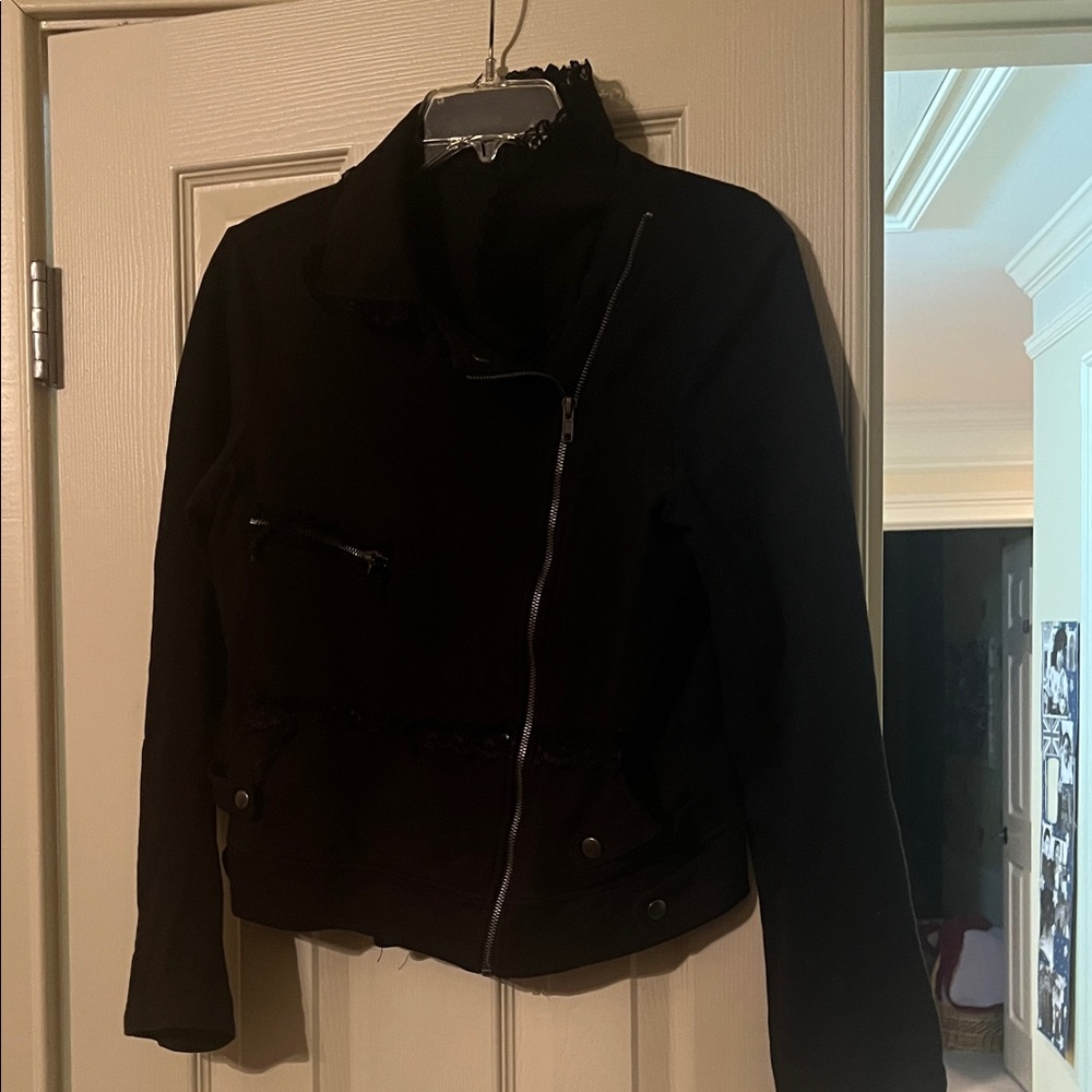 Women's Black Motorcycle Jacket Large